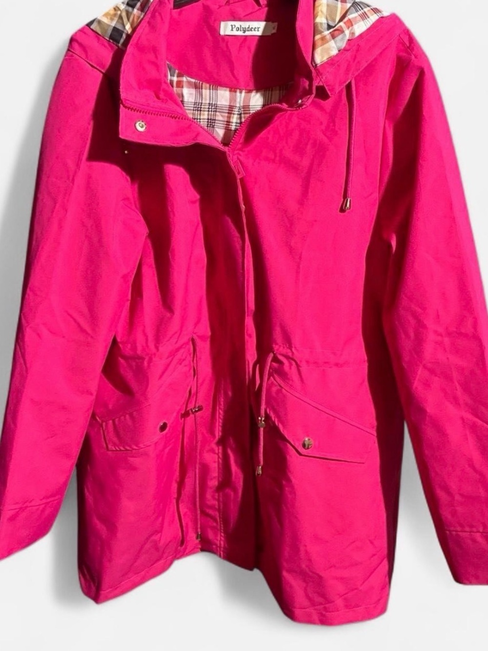 Hot Pink Womens Hooded Rain Jacket